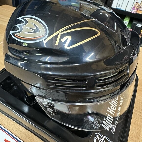 Trevor Zegras Anaheim Ducks Signed Black Mini Helmet - Picture 2 of 6